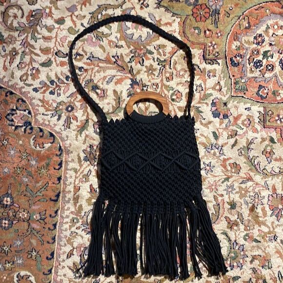 Danielle Nicole Handbags - Danielle Nicole Macramé Boho Bag in Black NWOT